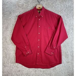 Vintage Duck head Shirt Mens L Red Wrinkle Resistant long sleeve button down